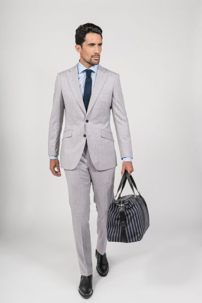 Costume sur mesure flanelle grise