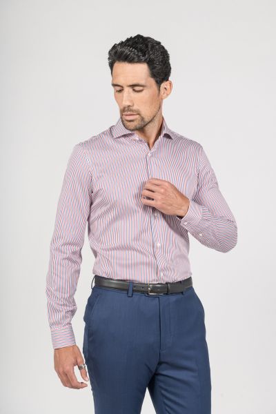 Chemise rayures bleu blanc et rouge